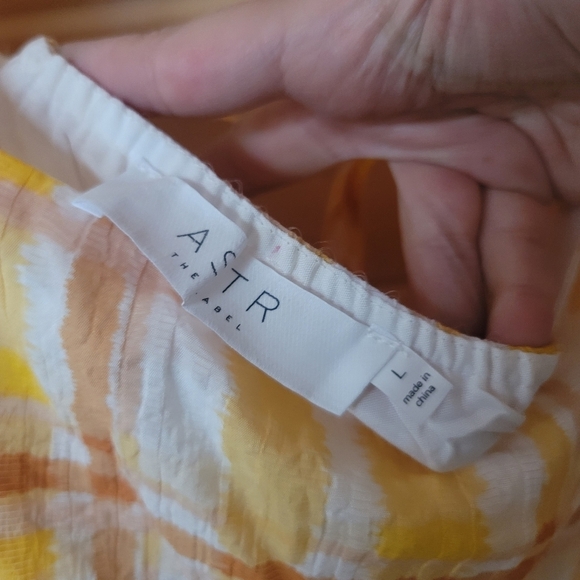 ASTR the Label, llana Midi Dress, Orange/ Yellow Plaid, Size Large - Picture 7 of 7